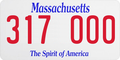MA license plate 317OO0