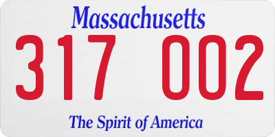 MA license plate 317OO2