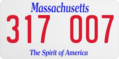 MA license plate 317OO7