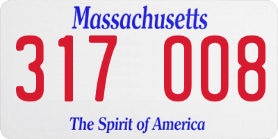 MA license plate 317OO8