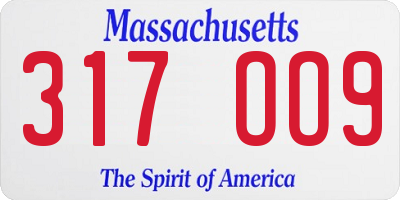 MA license plate 317OO9