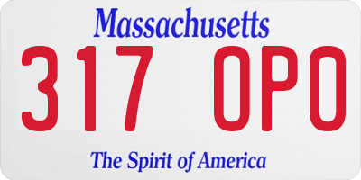 MA license plate 317OP0