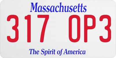MA license plate 317OP3