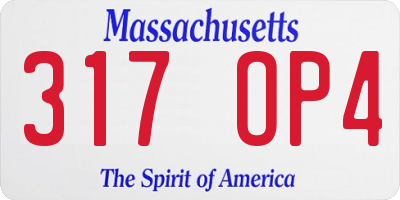 MA license plate 317OP4