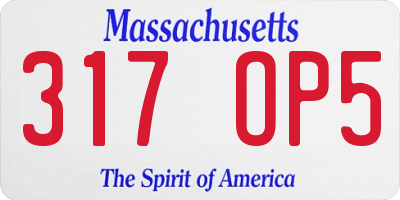 MA license plate 317OP5