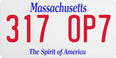 MA license plate 317OP7