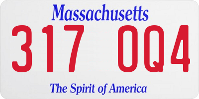 MA license plate 317OQ4