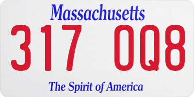 MA license plate 317OQ8