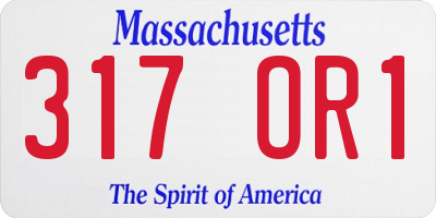 MA license plate 317OR1