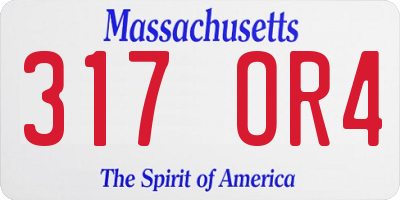 MA license plate 317OR4
