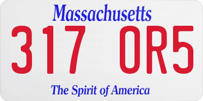 MA license plate 317OR5