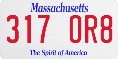 MA license plate 317OR8