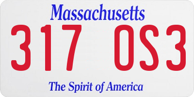 MA license plate 317OS3