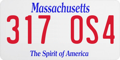 MA license plate 317OS4