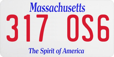 MA license plate 317OS6