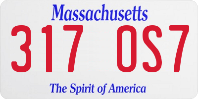 MA license plate 317OS7