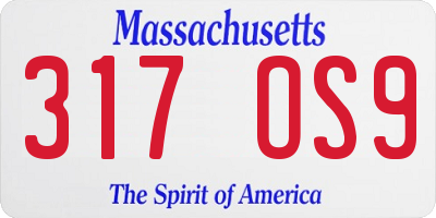 MA license plate 317OS9