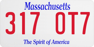MA license plate 317OT7