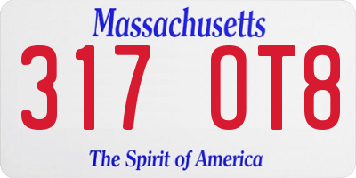 MA license plate 317OT8
