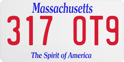 MA license plate 317OT9