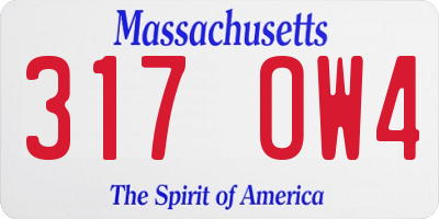 MA license plate 317OW4