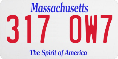 MA license plate 317OW7