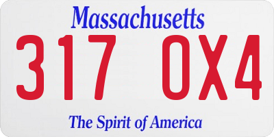 MA license plate 317OX4