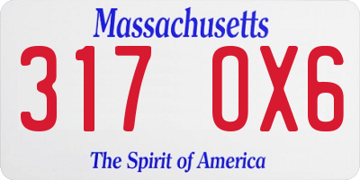 MA license plate 317OX6