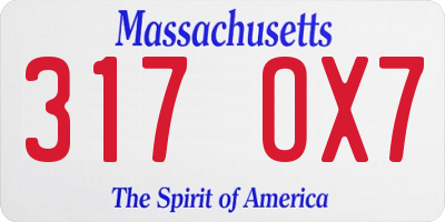 MA license plate 317OX7