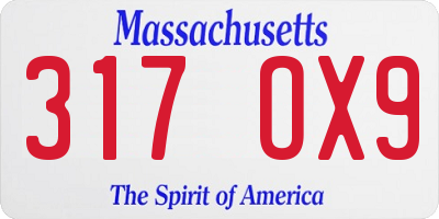 MA license plate 317OX9