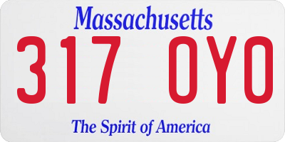 MA license plate 317OY0