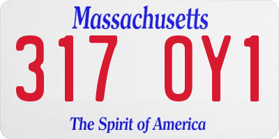 MA license plate 317OY1