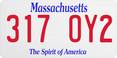 MA license plate 317OY2