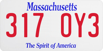 MA license plate 317OY3
