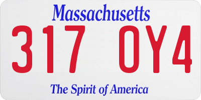 MA license plate 317OY4