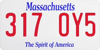 MA license plate 317OY5