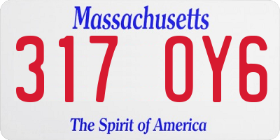 MA license plate 317OY6