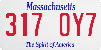 MA license plate 317OY7