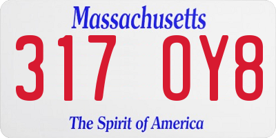 MA license plate 317OY8