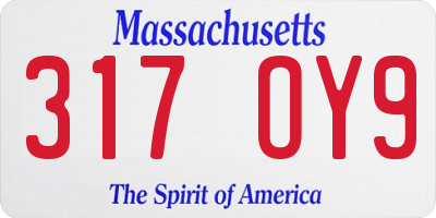 MA license plate 317OY9