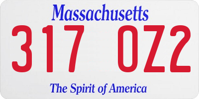 MA license plate 317OZ2