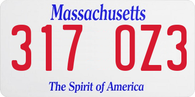 MA license plate 317OZ3