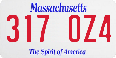 MA license plate 317OZ4