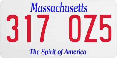 MA license plate 317OZ5