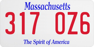 MA license plate 317OZ6