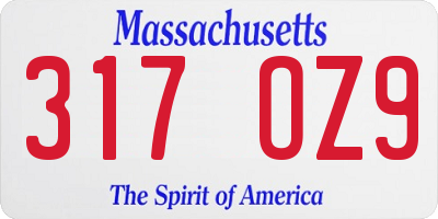MA license plate 317OZ9