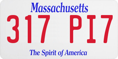 MA license plate 317PI7