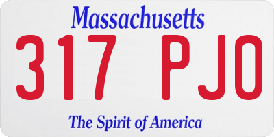 MA license plate 317PJ0