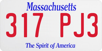 MA license plate 317PJ3