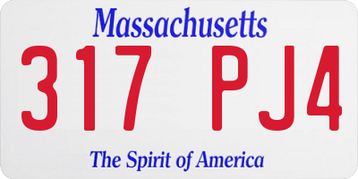 MA license plate 317PJ4